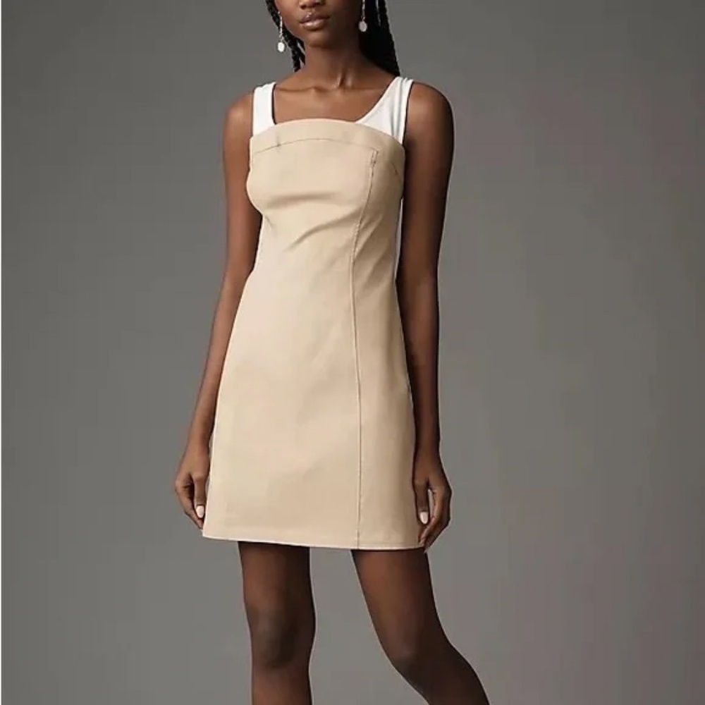 Maeve Neutral Sleeveless Twofer Mini Dress
